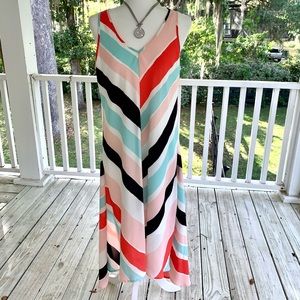 Multi-Stripe High Low Dress Size Large